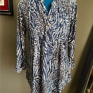 Vera Rose Animal Print Button-Up Tunic